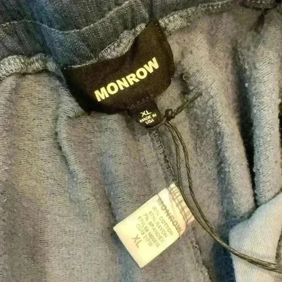 Monrow Men's Blue Steel Elastic Waistband Drawstring Supersoft Gym Shorts Sz XL - Picture 9 of 10